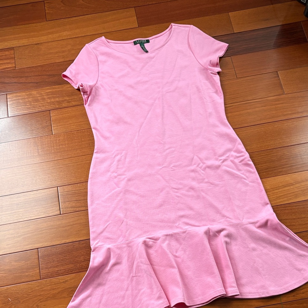 Lauren Ralph Lauren Pink Mini Dress with Ruffle Hem